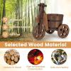 Giantex Wooden Wagon Planter with Wheels, Rustic Wood Plant Stand with Drainage Hole for Flowers Herbs Vegetables, Indoor Outdoor Decorative Garden Flower Cart for Patio Backyard Balcony (1)(1)