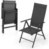 Giantex 2 Pack Folding Patio Chairs, High Back Outdoor Chairs with 7-Level Adjustable High Backrest, Portable Reclining Chairs for Lawn Porch Garden Poolside Camping, No Assembly, Black(Black)