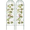Giantex 2 Pack Garden Trellis, 5.9 FT Tall Galvanized Steel Trellis for Climbing Plants Outdoor for Patio Lawn Wall Decor, Plant Trellis for Vine Cucumber Tomato Flower Clematis Roses, White(Green)