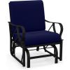 Giantex 2-Pack Outdoor Glider, Patio Rocking Chair with Thick Cushion, Sturdy Metal Frame, Curved Armrest, Ergonomic Design, Single-Person Glider Chair for Garden, Yard, Porch Rocker, Black(Navy)