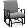 Giantex 2-Pack Outdoor Glider, Patio Rocking Chair with Thick Cushion, Sturdy Metal Frame, Curved Armrest, Ergonomic Design, Single-Person Glider Chair for Garden, Yard, Porch Rocker, Black(Grey)