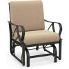 Giantex 2-Pack Outdoor Glider, Patio Rocking Chair with Thick Cushion, Sturdy Metal Frame, Curved Armrest, Ergonomic Design, Single-Person Glider Chair for Garden, Yard, Porch Rocker, Black(Beige)