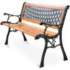 Giantex 50” Patio Bench, Outdoor Furniture Cast Iron Hardwood Frame Porch Loveseat, Weather Proof Porch Path Chair for 2 Person Outside Bench
