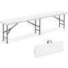 Giantex 6 FT Plastic Folding Bench, HDPE Portable Seat w/Metal Legs, Fold-in-Half Outdoor Bench for Picnic, Garden, Camping, Party Sport Events, 1320 lbs Capacity, No Assembly (1, White)(White)