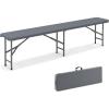 Giantex 6 FT Plastic Folding Bench, HDPE Portable Seat w/Metal Legs, Fold-in-Half Outdoor Bench for Picnic, Garden, Camping, Party Sport Events, 1320 lbs Capacity, No Assembly (1, White)(Grey)