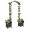 Giantex 8.2 FT Garden Arch Trellis w/ 2 Self-Watering Planter Boxes, Wheels, Metal Pergola Arbor, Grape Vine Rose Climbing Plant Support Frame, Large Outdoor Wedding Archway for Ceremony Party