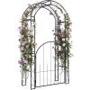 Giantex 84” Garden Arbor with Gate, Heavy-Duty Metal Arch Trellis for Climbing Plants Vines Roses, Wedding Archway for Ceremony, Pathway & Outdoor Decoration, Patio Pergola for Backyard Lawn