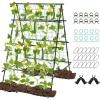 Giantex Cucumber Trellis, Trellis for Climbing Plants Outdoor, Garden Trellis w/Netting, PE-Coated Metal, Clips, Plant Support for Flower Vine Grape Vegetable Fruit, Adjustable Shape, 31″x 26″x74″(41″x51″x59″)