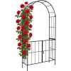 Giantex Garden Arbor with Gate, 90.5″ H x 43.5″ W Metal Arch Trellis for Climbing Plants, Outdoor Wedding Archway with Latch Door, Rust-Resistant Decorative Arch for Yard, Lawn, Garden Entrance(90.5″ H x 43.5″ W)