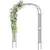Giantex Garden Arch Trellis, 60”W x 95”H Metal Arbor with Corrugated PE-Coated Steel Tubes for Climbing Plants Roses Ivy, Wedding Archway Arbour for Ceremony Party Backdrop Lawn Outdoor Decoration