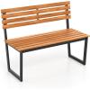 Giantex Outdoor Bench, 43″×22″×33″ Acacia Wood Patio Loveseat with Backrest, Heavy Duty Metal Frame, 800 lbs Weight Capacity, 2-Person Garden Bench for Lawn, Porch, Yard and Park