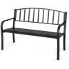 Giantex Outdoor Bench, 50” Patio Garden Bench with Steel Frame, Slat Design, 500 Lbs Weight Capacity, Patio Seating Bench for Porch, Backyard, Poolside, Outside Decor Furniture, Park Loveseat, Black(50″x23″x33.5″)