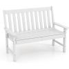 Giantex Outdoor Bench, 52-Inch Outside Bench All-Weather HDPE Park Bench with Backrest and Armrests, 705 lbs Weight Capacity, 2-Person Slatted Patio Bench for Porch, Yard, Lawn, Garden Bench (Teak)(White)