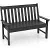 Giantex Outdoor Bench, 52-Inch Outside Bench All-Weather HDPE Park Bench with Backrest and Armrests, 705 lbs Weight Capacity, 2-Person Slatted Patio Bench for Porch, Yard, Lawn, Garden Bench (Teak)(Black)