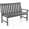 Giantex Outdoor Bench, 52-Inch Outside Bench All-Weather HDPE Park Bench with Backrest and Armrests, 705 lbs Weight Capacity, 2-Person Slatted Patio Bench for Porch, Yard, Lawn, Garden Bench (Teak)(Grey)