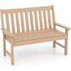 Giantex Outdoor Bench, 52-Inch Outside Bench All-Weather HDPE Park Bench with Backrest and Armrests, 705 lbs Weight Capacity, 2-Person Slatted Patio Bench for Porch, Yard, Lawn, Garden Bench (Teak)(Teak)
