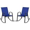 Giantex Outdoor Rocking Chairs Set of 2, Patio Rocking Chairs w/Breathable Seat & Back, Heavy-Duty Metal Support, Ergonomic Outside Rocker for Backyard, Poolside, Garden (1, Grey)(Navy)