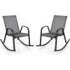 Giantex Outdoor Rocking Chairs Set of 2, Patio Rocking Chairs w/Breathable Seat & Back, Heavy-Duty Metal Support, Ergonomic Outside Rocker for Backyard, Poolside, Garden (1, Grey)(Grey)