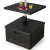 Giantex Outdoor Side Table with Umbrella Stand, 175 lbs Fillable Weighted Bag, Adjustable Umbrella Table Tray, 2 Wheels and 2 Handles, Umbrella Base with Storage for Patio Deck Garden Poolside (Black)(Black)