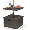 Giantex Outdoor Side Table with Umbrella Stand, 175 lbs Fillable Weighted Bag, Adjustable Umbrella Table Tray, 2 Wheels and 2 Handles, Umbrella Base with Storage for Patio Deck Garden Poolside (Black)(Coffee)
