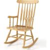 Giantex Outdoor Wood Rocking Chair – Patio Rocking Chair with Solid Rubber Wood Frame, Slat Back, Outside & Indoor Rocker for Garden, Poolside, Balcony, Backyard, Lawn, Front Porch Rocker, Natural(Natural)