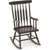 Giantex Outdoor Wood Rocking Chair – Patio Rocking Chair with Solid Rubber Wood Frame, Slat Back, Outside & Indoor Rocker for Garden, Poolside, Balcony, Backyard, Lawn, Front Porch Rocker, Natural(Dark Coffee)