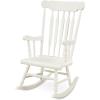 Giantex Outdoor Wood Rocking Chair – Patio Rocking Chair with Solid Rubber Wood Frame, Slat Back, Outside & Indoor Rocker for Garden, Poolside, Balcony, Backyard, Lawn, Front Porch Rocker, Natural(White)
