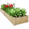 Giantex Raised Garden Bed, 95″ Lx24 Wx10 H Outdoor Wood Planter Box for Vegetables Flowers Herbs Fruits, Easy-Assembly Wooden Planter Raised Bed for Backyard Garden Lawn