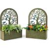 Giantex Raised Garden Bed Set of 2 – Wall-Mounted & Freestanding Decorative Planter Boxes with Trellises, Heavy-Duty Metal Elevated Bed for Climbing Plants, Outdoor Indoor Planter for Yard Balcony