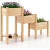 Giantex Raised Garden Bed Set of 3, Wood Planter Box with Storage Shelf, Elevated Raised Beds for Fruit Vegetable Flower Herb, Outdoor Freestanding Gardening Container for Patio Lawn