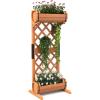 Giantex Raised Garden Bed with 2 Barrel Planters & Trellis, 2-Tier Freestanding Wooden Raised Bed for Vine Vegetable Flower Fruit, Indoor Outdoor Plant Box for Garden Yard Balcony 18″ Lx14 Wx44.5 H(18″Lx14″Wx44.5″H)