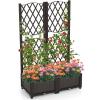 Giantex Raised Garden Bed with Lattice Trellis, Self-Watering Planter Box with Drain Hole for Vine Vegetable Herb Flower Fruit, Indoor Outdoor Standing Privacy Fence for Yard Porch Balcony(32”Lx16”Wx48”H)