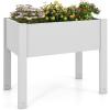 Giantex Raised Garden Bed with Legs, Self-Watering Planter Box with Water Level Indicator, Drainage Hole & Detachable Space Dividers, Outdoor Plant Container for Flower, Vegetable, Fruit, Herb (Brown)(Greyish White)