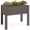 Giantex Raised Garden Bed with Legs, Self-Watering Planter Box with Water Level Indicator, Drainage Hole & Detachable Space Dividers, Outdoor Plant Container for Flower, Vegetable, Fruit, Herb (Brown)(Brown)