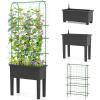 Giantex Raised Garden Bed with Legs & Trellis for Climbing Plants, Self-Watering Planter Box w/Water Level Gauge, for Vine Flower Herb Vegetable (29.5″x13.5″x76″)(29.5″x13.5″x76″)