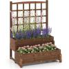 Giantex Raised Garden Bed with Legs and Trellis, 2-Tier Standing Planter Box with Drain Holes, Outdoor Elevated Garden Trellis for Vine Climbing, Flower Vegetable Fruit Herb Growing, Rustic Brown(1)