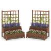Giantex Raised Garden Bed with Legs and Trellis, 2-Tier Standing Planter Box with Drain Holes, Outdoor Elevated Garden Trellis for Vine Climbing, Flower Vegetable Fruit Herb Growing, Rustic Brown(2)
