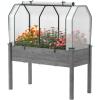 Giantex Raised Garden Bed with Mini Greenhouse, w/Dual Zipper Door, 48”x22”x54” Planter with Green House for Patio Lawn Garden, Easy Assembly (Gray & White)(Gray & White)