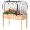 Giantex Raised Garden Bed with Mini Greenhouse, w/Dual Zipper Door, 48”x22”x54” Planter with Green House for Patio Lawn Garden, Easy Assembly (Gray & White)(Natural & White)