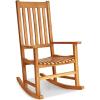 Giantex Rocking Chair Acacia Wood Frame, Porch Rocker Outdoor& Indoor for Garden, Lawn, Balcony, Backyard and Patio Porch Rocker (2, White)(Natural)