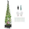 Giantex Rolling Raised Garden Bed with Climbing Trellis, Obelisk & Bird Top, 11 Fasten Straps, Gloves, Planter Garden Boxes on Wheels, Self-Watering System, PE-Coated Metal Rack(1)