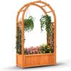 Giantex Set of 2 Raised Garden Bed with Arch Trellis, for Climbing Vine Flower Vegetable, Wood Planter Box with Liner & Drainage Design, Outdoor Plant Container for Yard Balcony (33″x14″x58″)(1)
