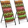Giantex Vertical Raised Garden Bed on Wheels, 5-Tier Elevated Planter Boxes, Garden Beds with Drain Hole, Freestanding 5 Containers for Herb Vegetables Flowers Growing, Indoor Outdoor Patio Balcony(2)