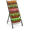 Giantex Vertical Raised Garden Bed on Wheels, 5-Tier Elevated Planter Boxes, Garden Beds with Drain Hole, Freestanding 5 Containers for Herb Vegetables Flowers Growing, Indoor Outdoor Patio Balcony(1)