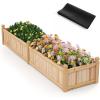 Giantex Wood Raised Garden Bed, 46″x24″x16″ Rectangular Planter Box w/Drainage Holes for Growing Vegetables, Flowers, Herbs, Fruits, Easy Assembly, Outdoor Planting Bed for Backyard, Garden, Lawn(Natural)