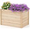 Giantex Wood Raised Garden Bed, 47.5″x47.5″x24.5″ Elevated Planter Box w/Open-Ended Base for Deep-Rooted Plant Vegetable Fruit Flower, Outdoor Solid Wood Planter for Patio Backyard(1)