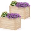 Giantex Wood Raised Garden Bed, 47.5″x47.5″x24.5″ Elevated Planter Box w/Open-Ended Base for Deep-Rooted Plant Vegetable Fruit Flower, Outdoor Solid Wood Planter for Patio Backyard(2)