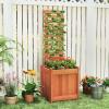 Giantex Wood Raised Garden Bed with Trellis, Outdoor Planter Box for Vines Flowers Vegetables, Herbs, Freestanding Plant Container Privacy Planters for Porch, Patio, Backyard(1)
