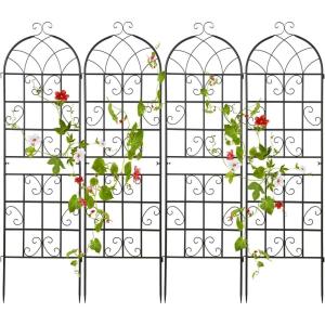 Giantex 2 Pack Trellis for Climbing Plants Outdoor, 7 FT Tall Galvanized Steel Garden Trellis for Patio Lawn Wall Decor, Plant Trellis for Vine Cucumber Tomato Flower Clematis Roses(71″x20″-4 Pack)