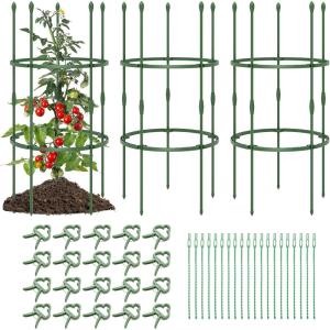 Giantex 3-Pack Tomato Cages, 60”Hx20” PE-Coated Metal Plant Cages & Supports w/Adjustable Height, 2-in-1 Round Trellis for Climbing Flower Vegetable Fruit, Potted Plant(20”Dia x 40”H (Pack of 3))